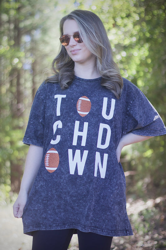 Glitter Touch Down Washed Boyfriend Tee